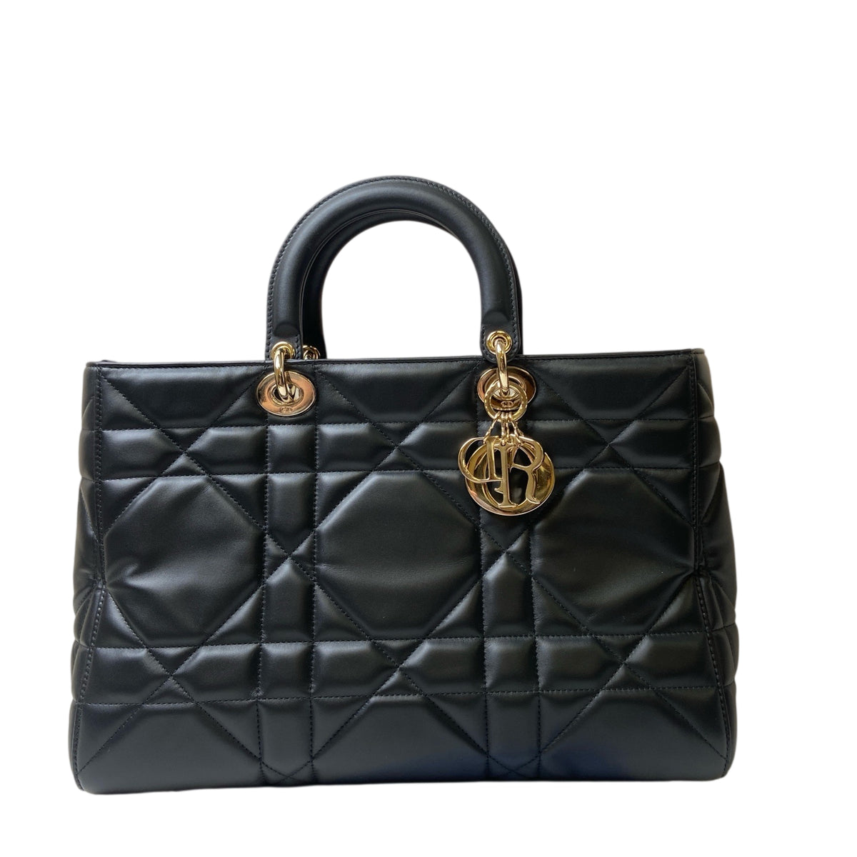 Dior Lady D-sire Bag 2024, Shoulder Bag, Black with Gold Hardware, Pre-owned Condition, Size 35*23, Accessories Included.