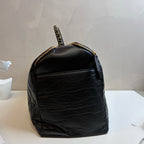 Chanel 23C Black Lambskin Bowling Travel Bag Gym Bag with Chip