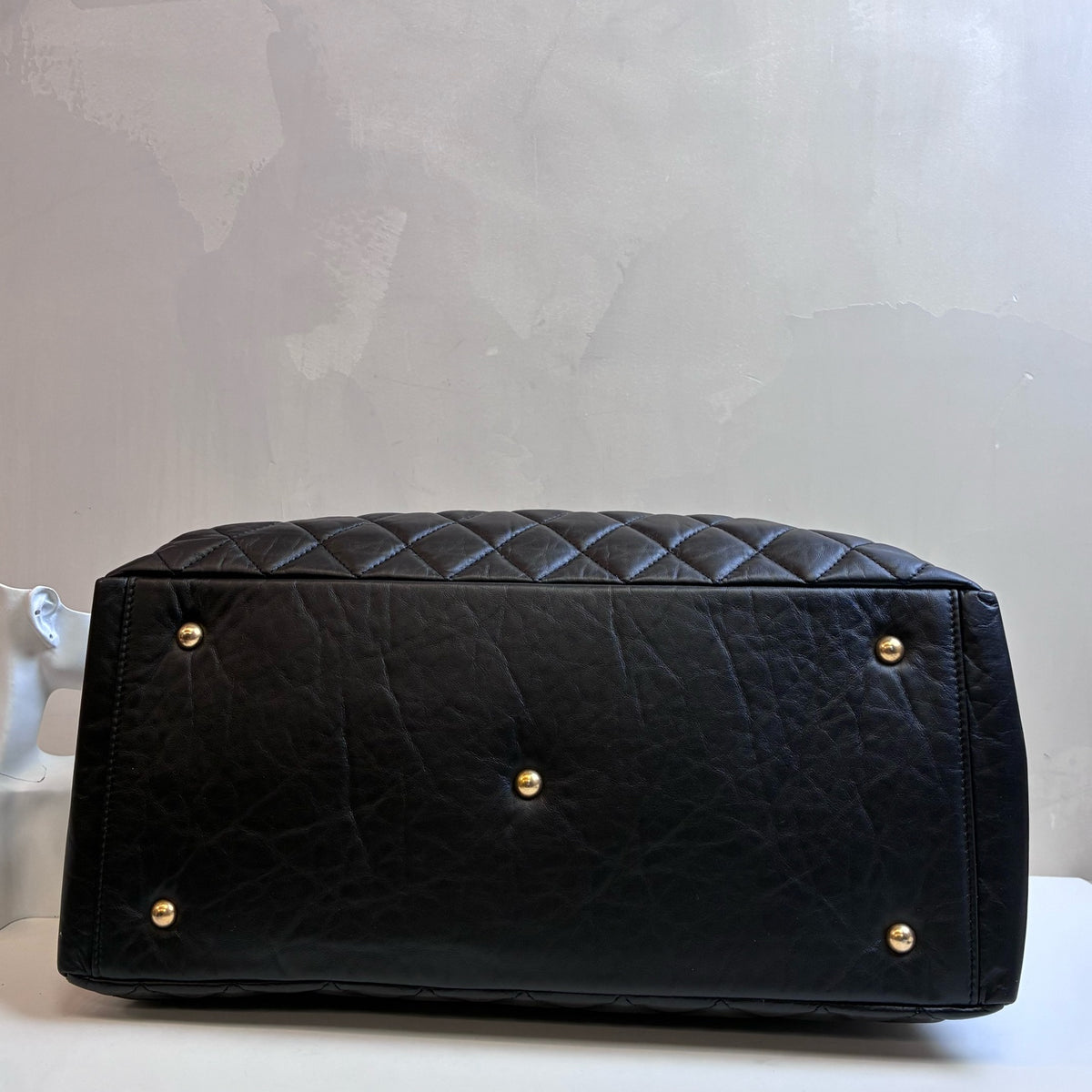 Chanel 23C Black Lambskin Bowling Travel Bag Gym Bag with Chip