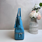 Hermes Bolide Secret Swift Bowling Leather Silver Buckle Blue Handbag TStamp 99