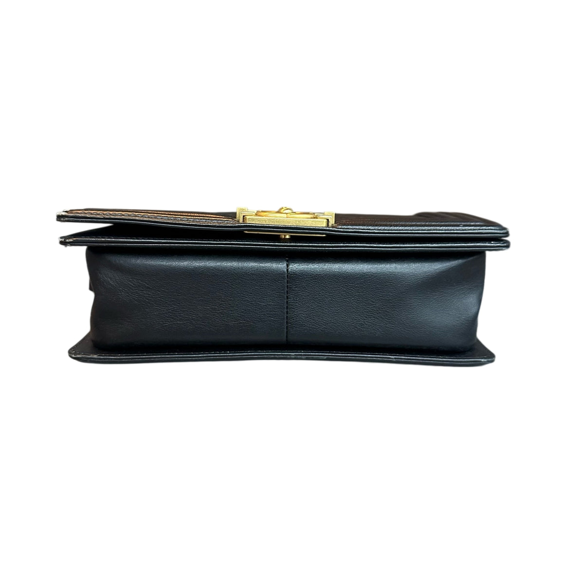 Chanel Le Boy Medium Black Gold Calfskin Chain Bag 20 Opening