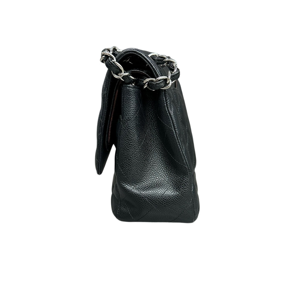 Chanel CF Jumbo Large Black and Silver Lambskin 14 Series Original Condition