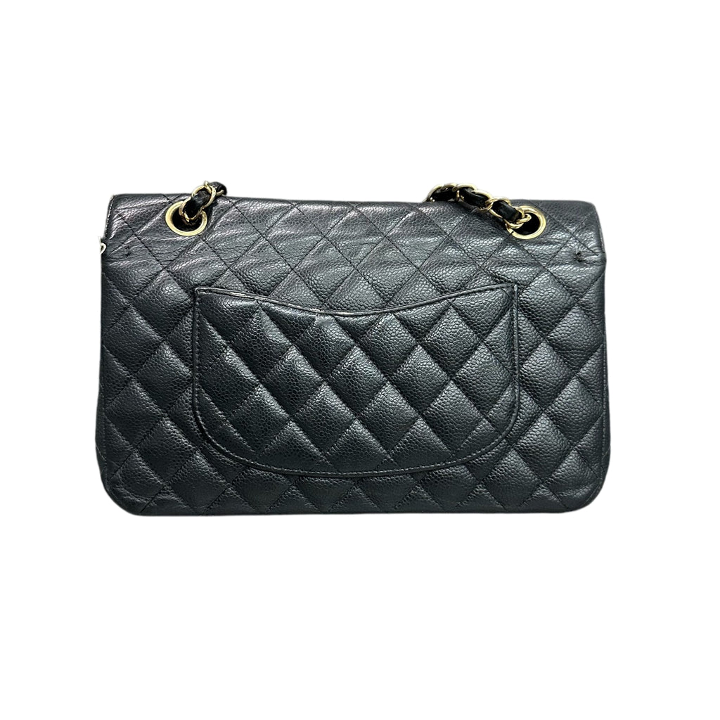 Chanel CF Medium Black Gold Litchi Cowhide Chain Bag 15 Opening