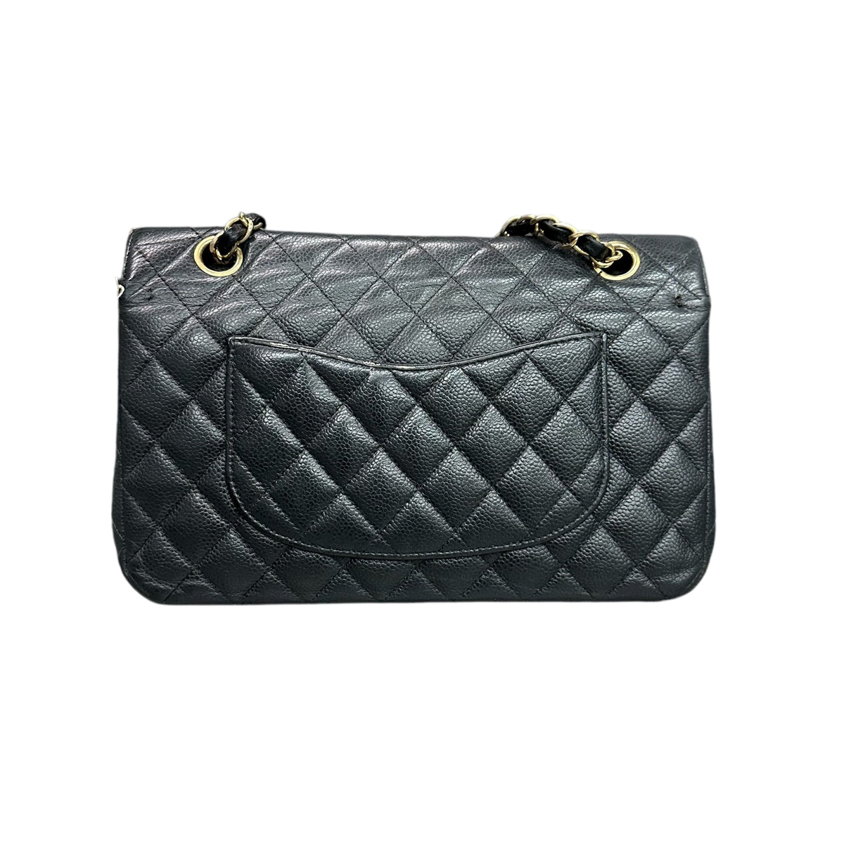 Chanel CF Medium Black Gold Litchi Cowhide Chain Bag 15 Opening
