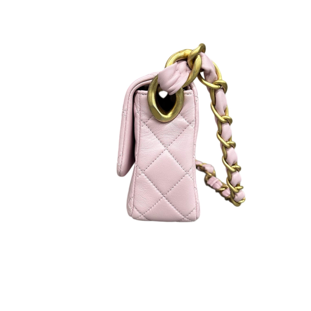 Chanel Hobo Chunky Chain Single Shoulder Underarm Bag 2025 Cherry Blossom Pink Lambskin Flap Bag Chip Model