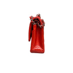 Chanel CF Medium Red Silver Lambskin Chain Bag 15 Series, interior clean.