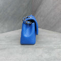 CHANEL Classic Flap Caviar Leather Blue Silver Hardware 21K