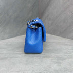 CHANEL Classic Flap Caviar Leather Blue Silver Hardware 21K