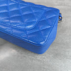 CHANEL Classic Flap Caviar Leather Blue Silver Hardware 21K