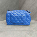 CHANEL Classic Flap Caviar Leather Blue Silver Hardware 21K