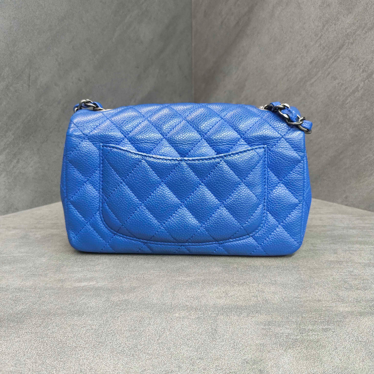 CHANEL Classic Flap Caviar Leather Blue Silver Hardware 21K