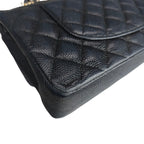 Chanel CF Medium Black and Gold Litchi Leather Chain Bag 23 Opening No Card, Structured Shape