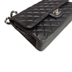 Chanel CF Black and Silver Medium-sized Litchi Leather 23 Opening Without Card