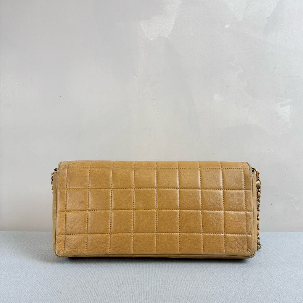 Chanel Baguette Ginger Yellow Diamond Quilted Long CF Underarm Bag