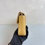 Chanel Baguette Ginger Yellow Diamond Quilted Long CF Underarm Bag
