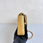 Chanel Baguette Ginger Yellow Diamond Quilted Long CF Underarm Bag
