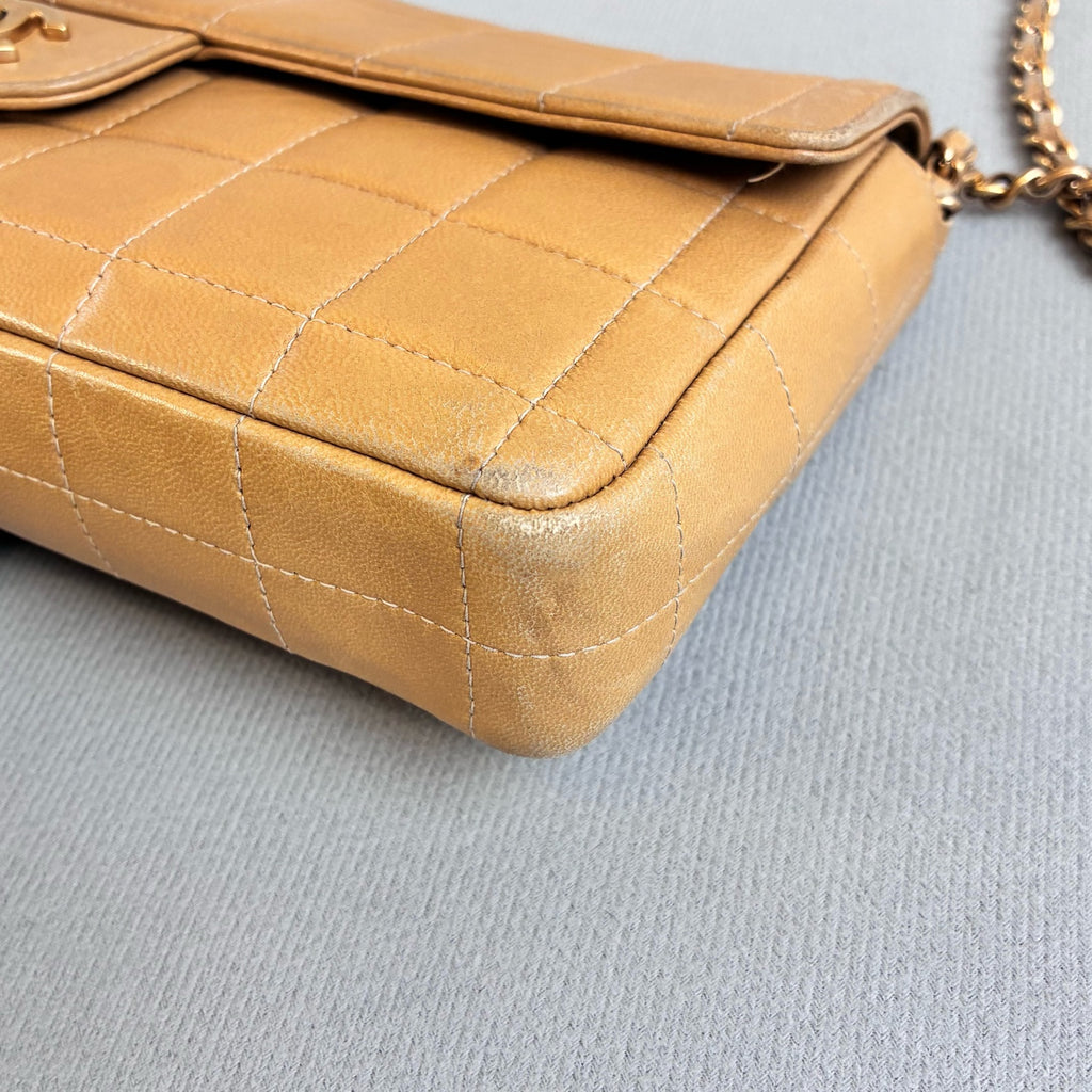 Chanel Baguette Ginger Yellow Diamond Quilted Long CF Underarm Bag