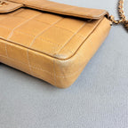 Chanel Baguette Ginger Yellow Diamond Quilted Long CF Underarm Bag