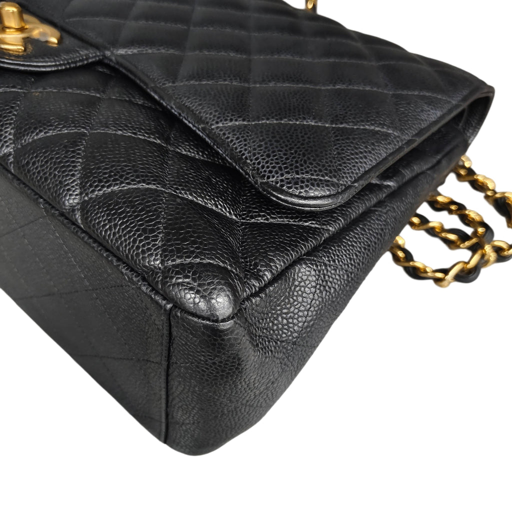 Chanel CF Maxi Extra Large Black and Gold Pebbled Leather 18 Series