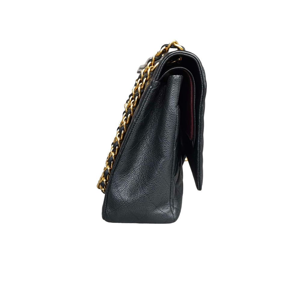 Chanel CF Maxi Extra Large Black and Gold Pebbled Leather 18 Series