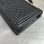 Chanel Black Gold Caviar Leather Leboy Chain Shoulder Bag