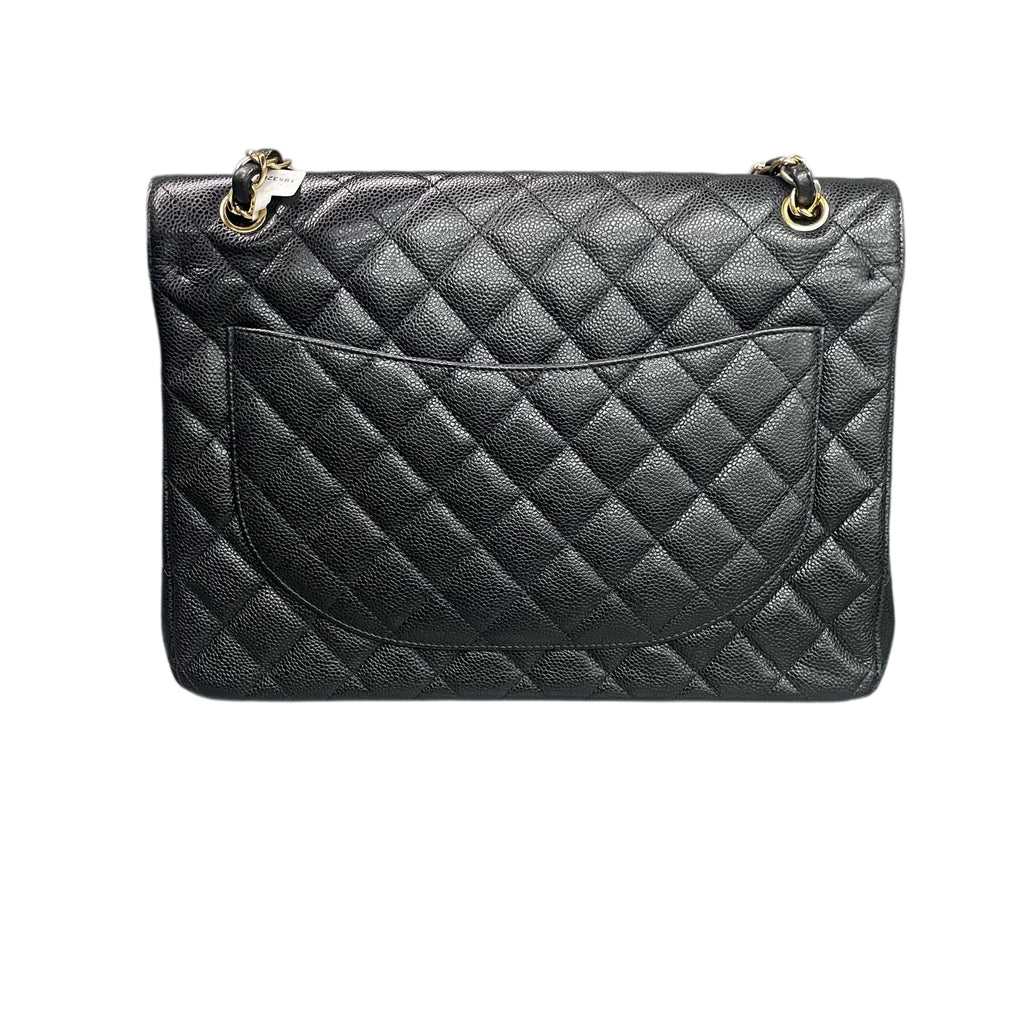 Chanel CF Maxi Large Black and Gold Lambskin with Card, Available at a Great Price.