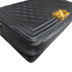 Chanel Le Boy Medium Black Gold Lambskin Chain Bag 20 Series