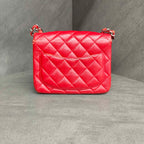 Chanel CF Square Flap Red and Silver Lambskin Chain Bag 22 Opening