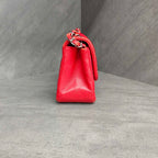 Chanel CF Square Flap Red and Silver Lambskin Chain Bag 22 Opening
