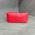 Chanel CF Square Flap Red and Silver Lambskin Chain Bag 22 Opening