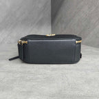 Chanel Black Gold Lychee Grain Calfskin Camera Bag 27 Opening