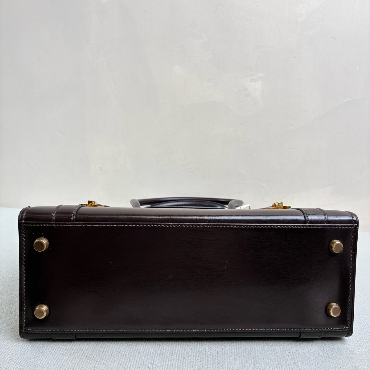 Hermes Chocolate Brown Drag Bag G Stamp Box Leather