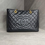 Chanel GST black and gold lambskin tote shoulder bag 18 inches