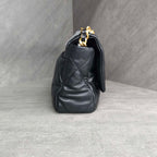 CHANEL 19 Bag Small Black and Gold Lambskin Shoulder Crossbody Bag with Card 30 Opening