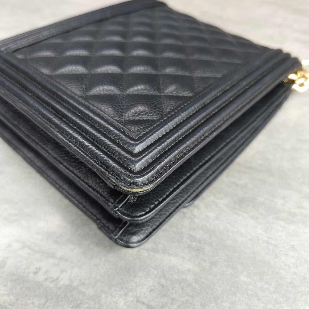 Chanel Vertical Leboy Black Gold Grained Calfskin