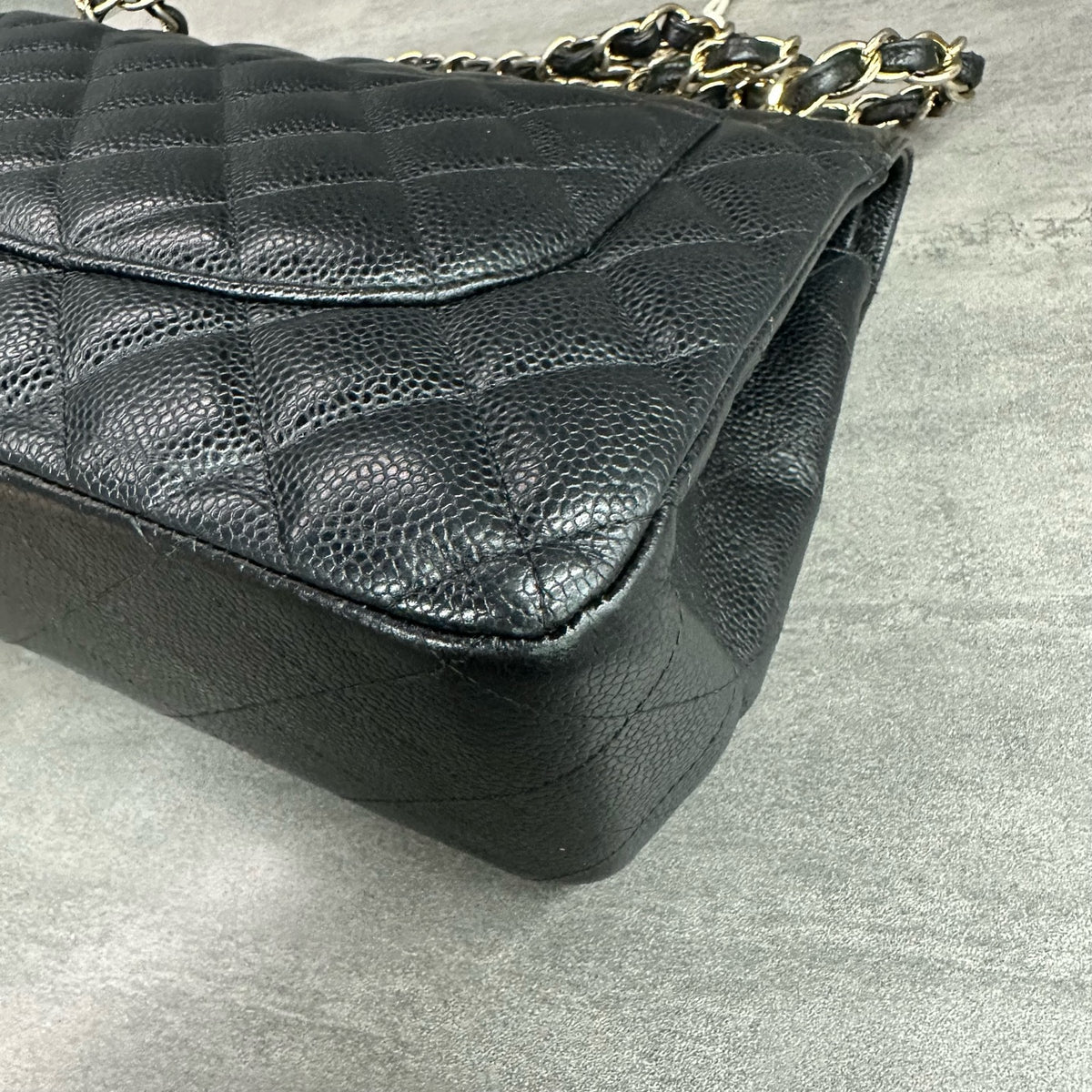 Chanel CF Jumbo Black Gold Lambskin Chain Bag 17 Opening Three-Dimensional Shape
