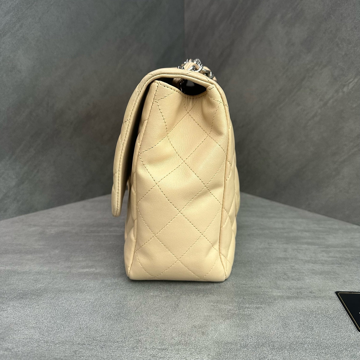 Chanel CF Single Flap Lambskin Beige Gold Chain Bag