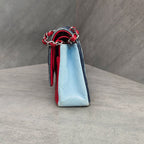 Chanel Color Block Silver Buckle Lambskin CF Medium Chain Shoulder Bag 22 Opening with Card