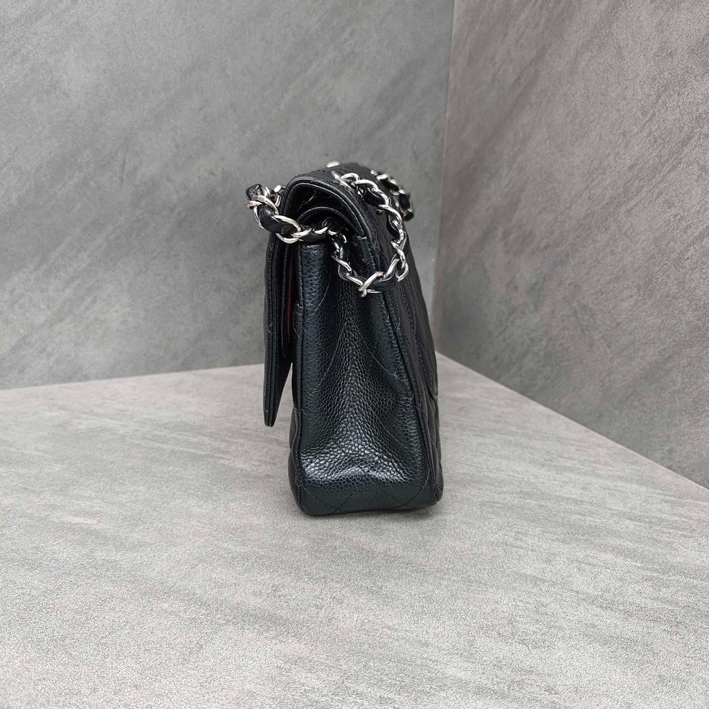 Chanel Medium CF Black and Silver Litchi Cowhide 16 Series Original Condition