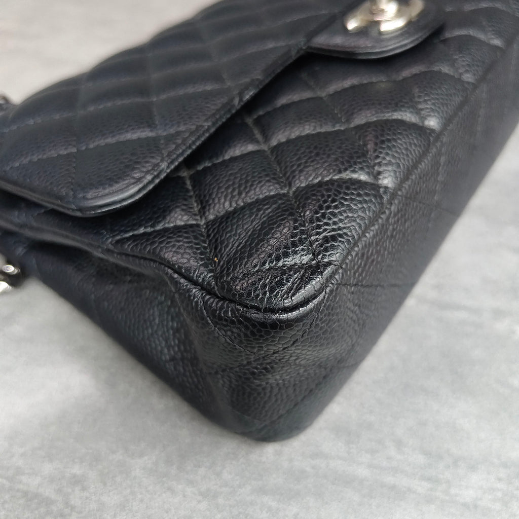 Chanel Medium CF Black and Silver Litchi Cowhide 16 Series Original Condition