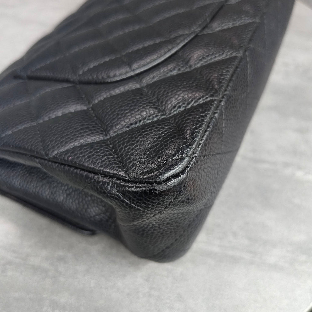 Chanel Medium CF Black and Silver Litchi Cowhide 16 Series Original Condition