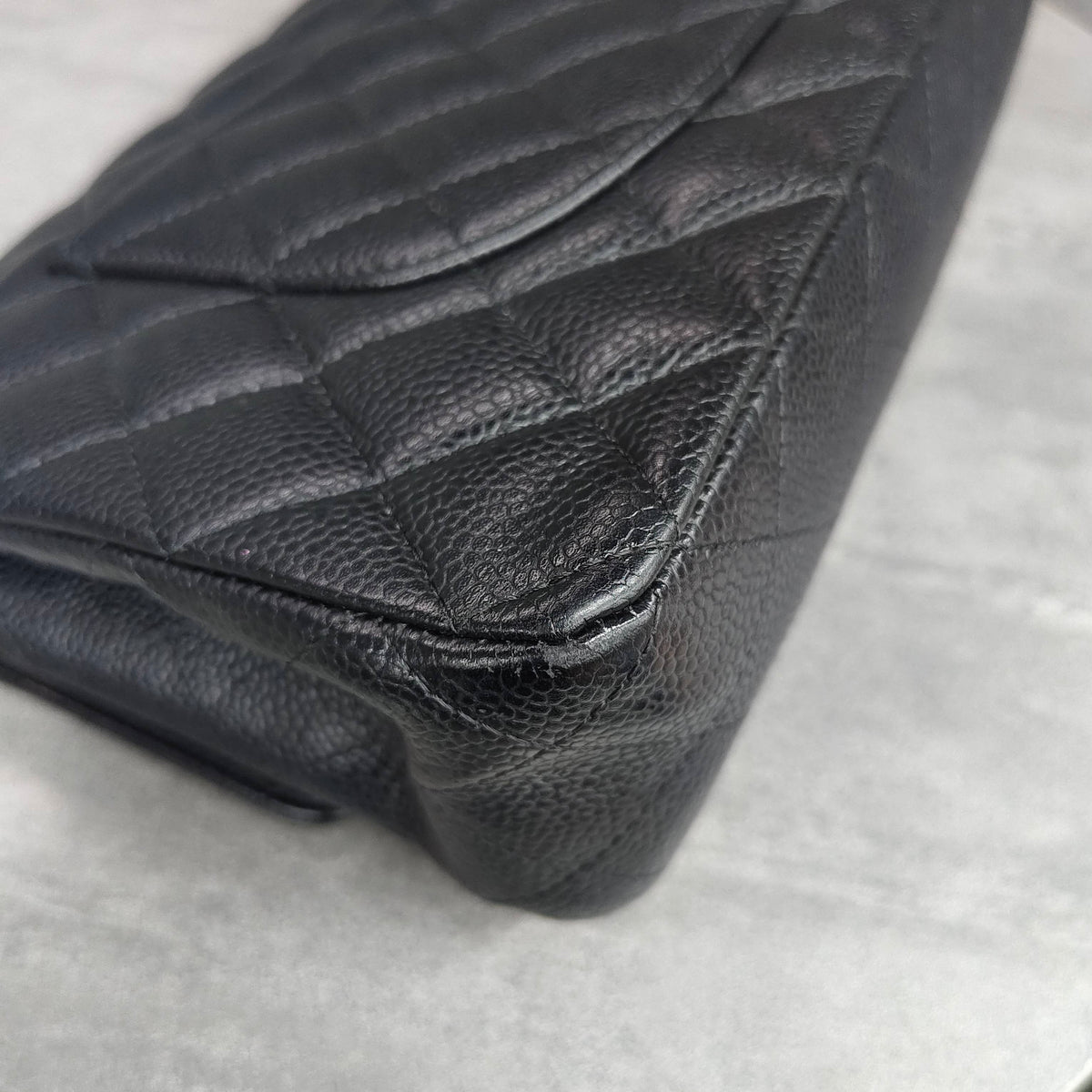 Chanel Medium CF Black and Silver Litchi Cowhide 16 Series Original Condition
