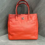 Chanel Cerf Tote, Red Litchi Calfskin, Size 27