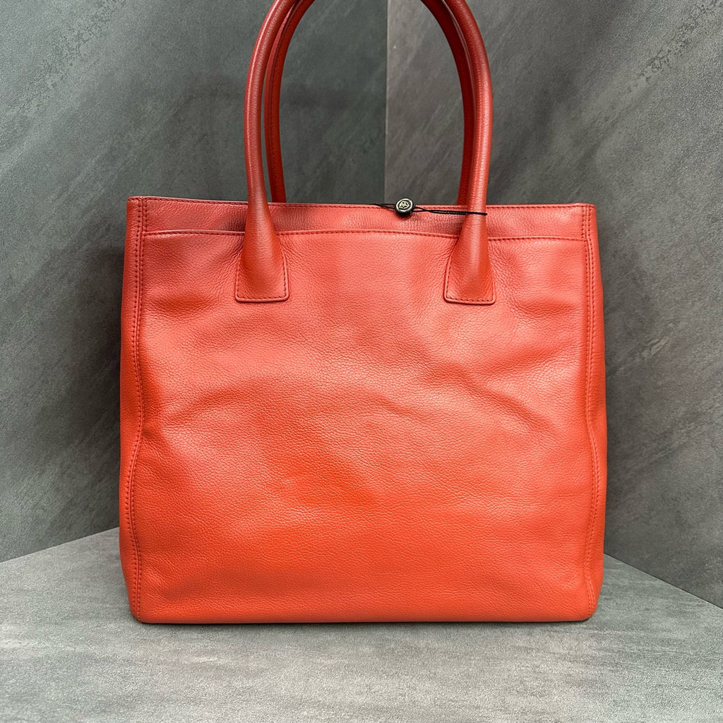 Chanel Cerf Tote, Red Litchi Calfskin, Size 27