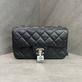 Chanel CF Mini Black Silver Grainy Leather 21 Opening No Card Inside Clean In Stock Good Price