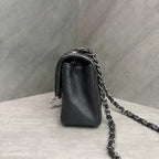 Chanel CF Mini Black Silver Grainy Leather 21 Opening No Card Inside Clean In Stock Good Price