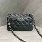 Chanel CF Mini Black Silver Grainy Leather 21 Opening No Card Inside Clean In Stock Good Price
