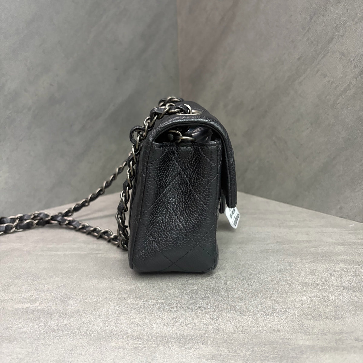 Chanel CF Mini Black Silver Grainy Leather 21 Opening No Card Inside Clean In Stock Good Price
