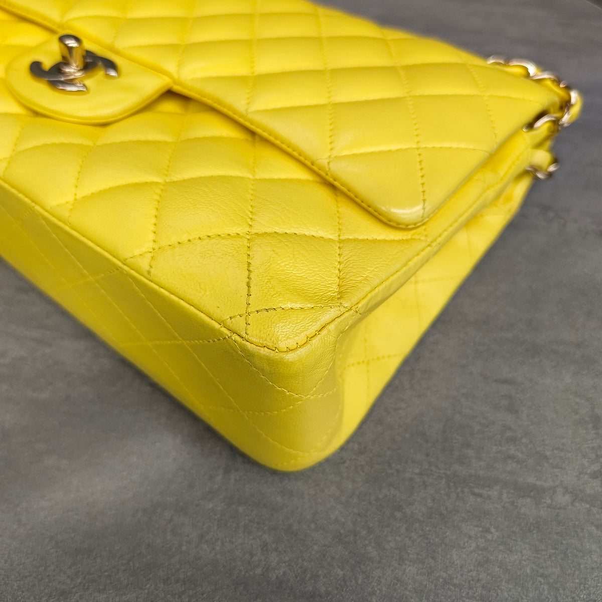 Chanel CF Yellow Silver Lambskin Chain Bag