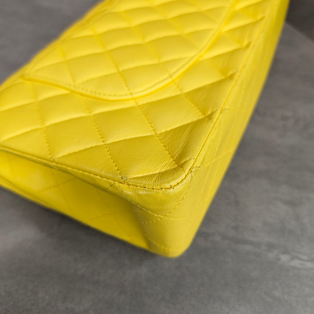 Chanel CF Yellow Silver Lambskin Chain Bag